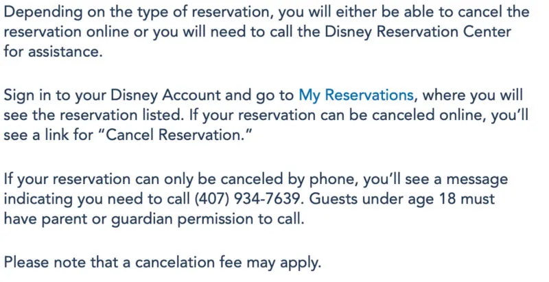 Disney World Cancellation Policy