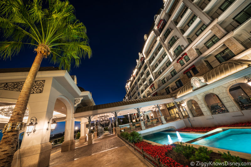 Front Entrance Disney's Riviera Resort at night