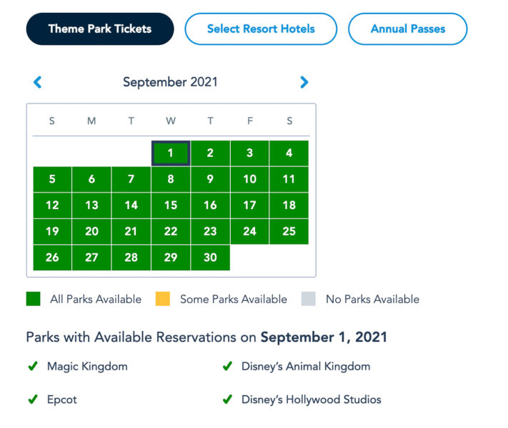 Disney Park Reservations September Theme Park Guests