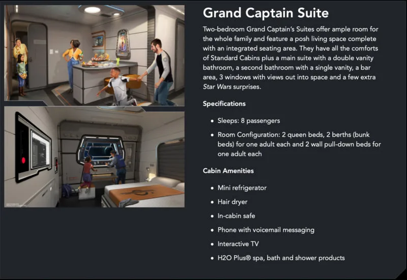Star Wars: Galactic Starcruiser Rooms Grand Captain's Suite