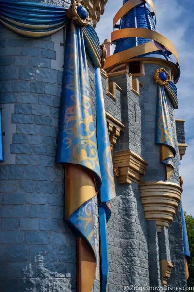 decorations on Cinderella Castle for the 50th Anniversary at Magic Kingdom