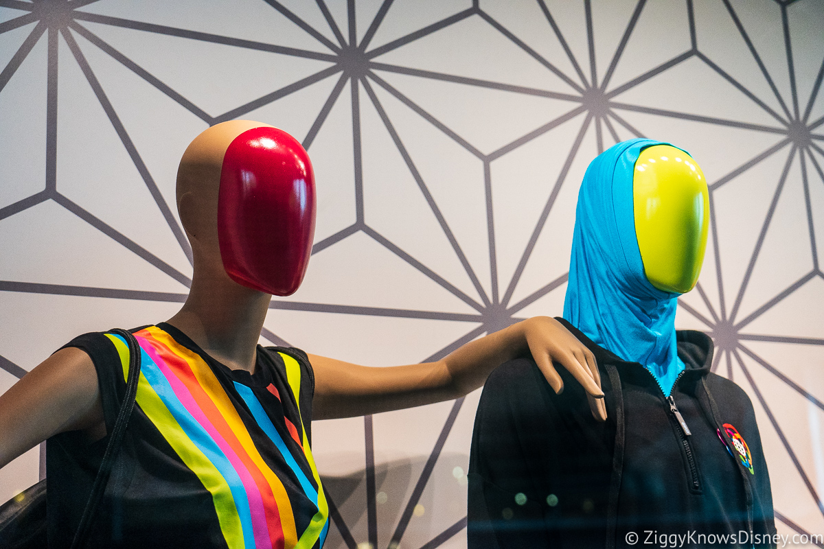 Red and yellow masks in window Creations Shop EPCOT