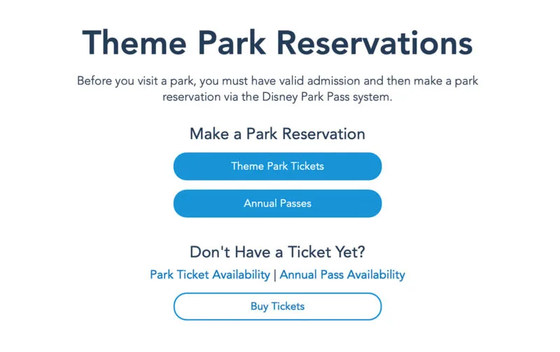 Disney Theme Park Pass Reservations