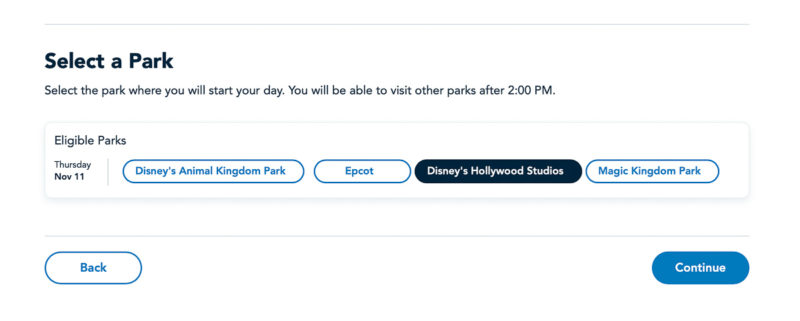 Select a Park Park Pass Reservations