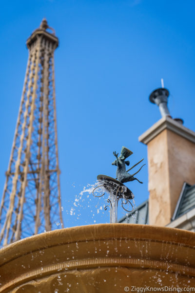 Remy on top of the fountain Remy's Ratatouille Adventure