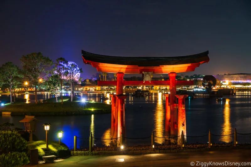 Japan pavilion gate and World Showcase Lagoon in EPCOT