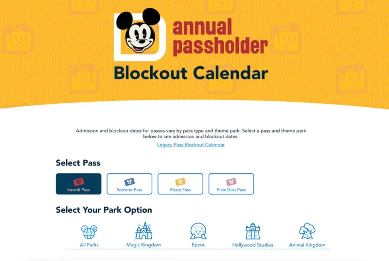 Disney World Annual Pass Blockout Calendar