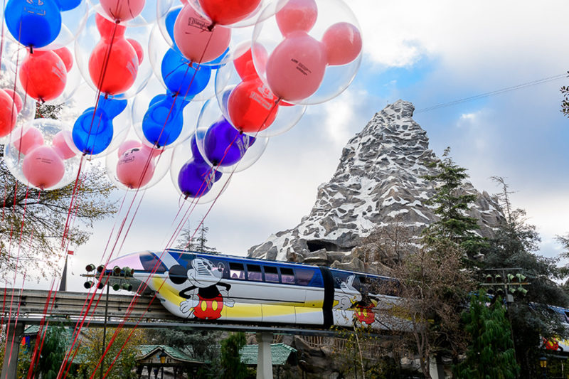Disneyland Monorail in front of the Matterhorn