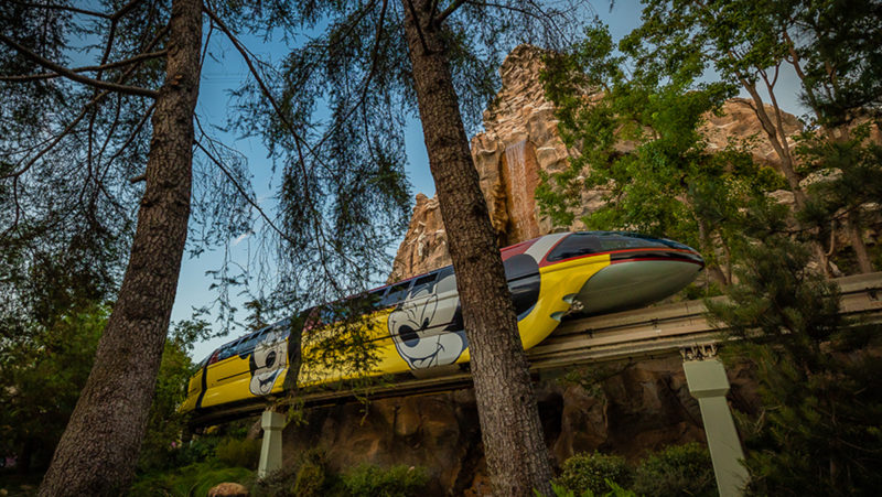 the monorail running through Disneyland Park