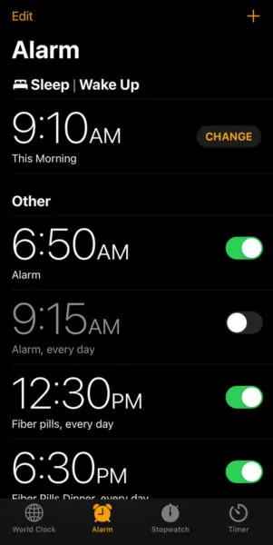 iPhone alarm