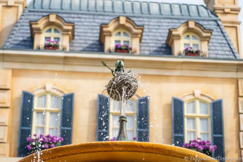 Remy on the fountain outside the attraction