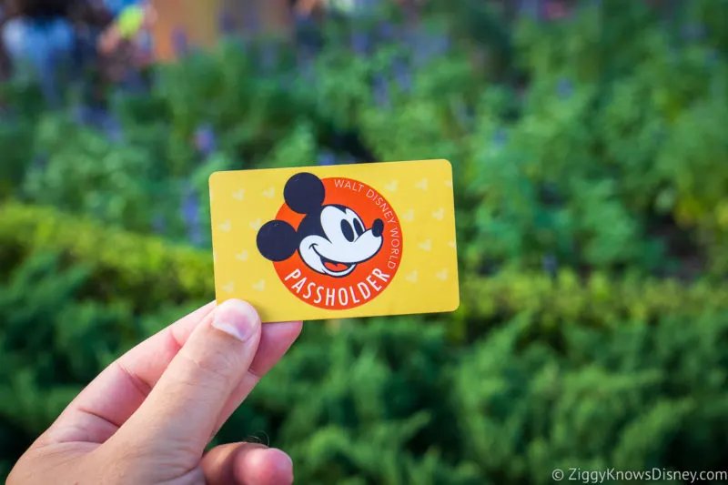 holding up a Disney World annual pass