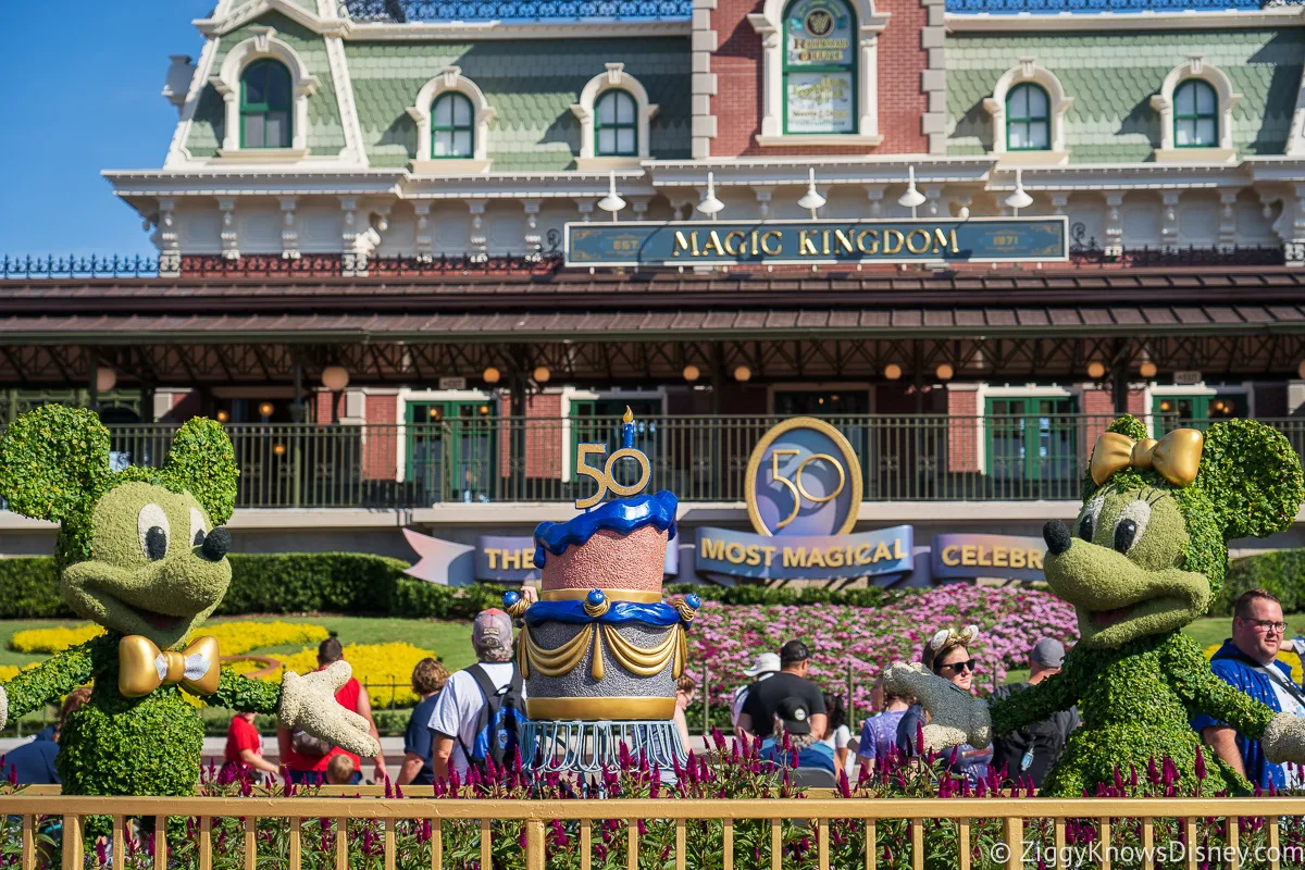 Cake in front of the Magic Kingdom for 50th Anniversary