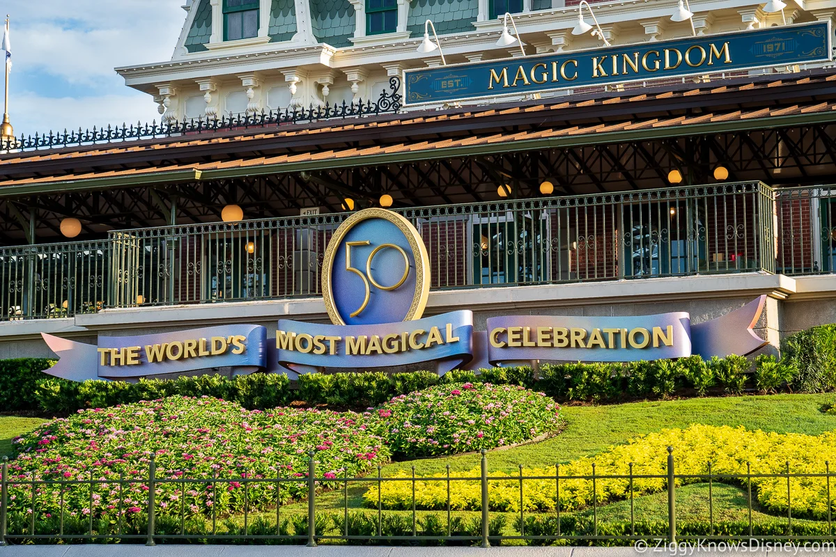 Disney World 50th Anniversary sign Magic Kingdom