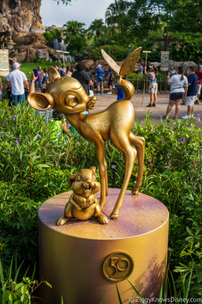 Bambi and Thumper Disney World 50th Anniversary Golden Statues Animal Kingdom