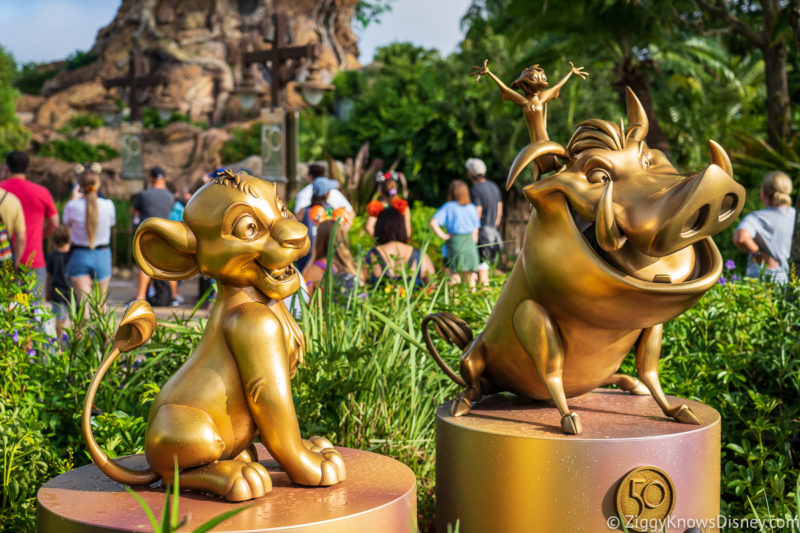 Simba Timon and Pumba Disney World 50th Anniversary Golden Statues Animal Kingdom