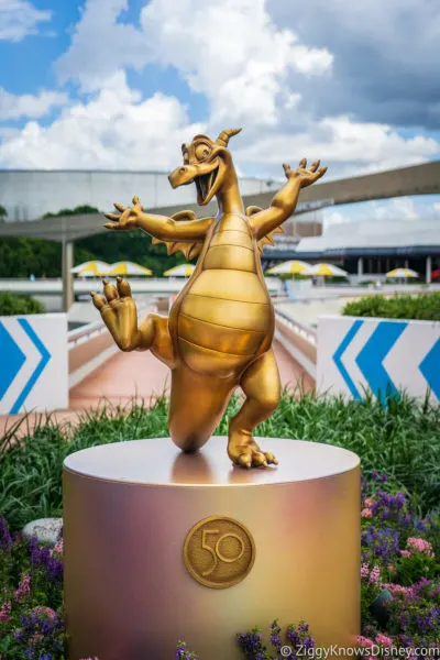 Figment Disney World 50th Anniversary Golden Statues EPCOT