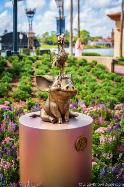Pua and Hei Hei Disney World 50th Anniversary Golden Statues EPCOT