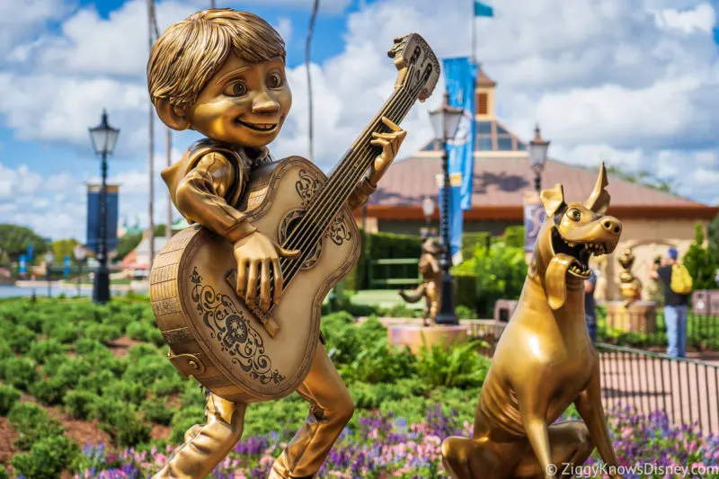 Miguel and Dante Disney World 50th Anniversary Golden Statues EPCOT