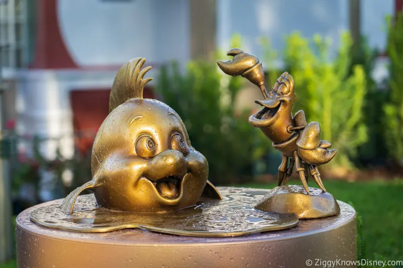 Flounder and Sebastian Disney World 50th Anniversary Golden Statues Hollywood Studios