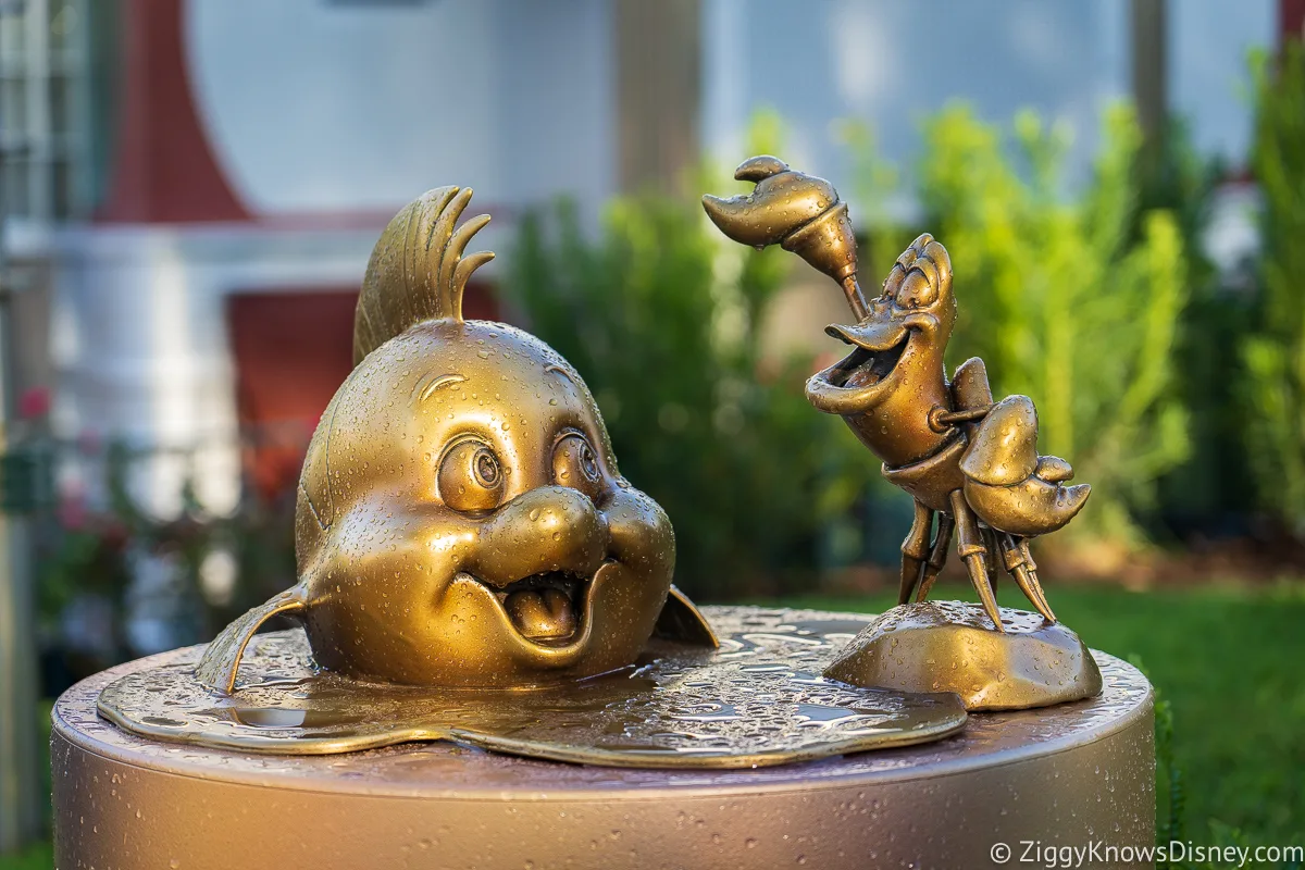 Flounder and Sebastian Disney World 50th Anniversary Golden Statues Hollywood Studios