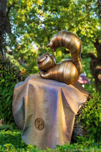 Cheshire Cat 50th Anniversary Golden Statue Magic Kingdom