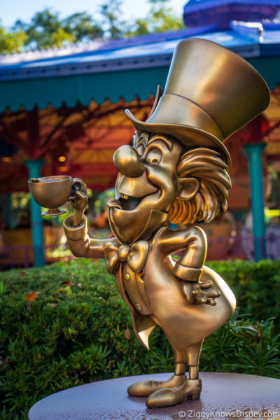 The Mad Hatter 50th Anniversary Golden Statue Magic Kingdom