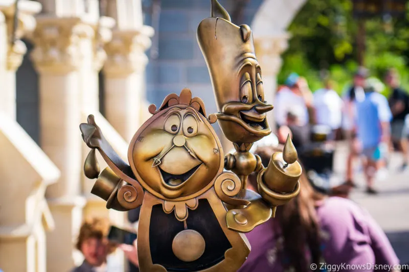 Cogsworth and Lumiere 50th Anniversary Golden Statues