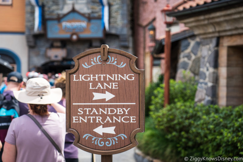 Frozen Ever After Lightning Lane sign