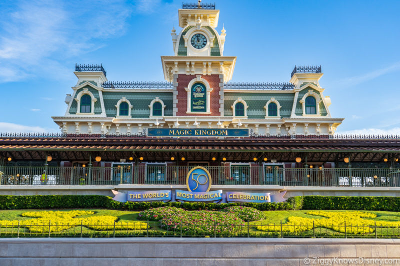 Magic Kingdom Entrance and Train Station Background Wallpaper