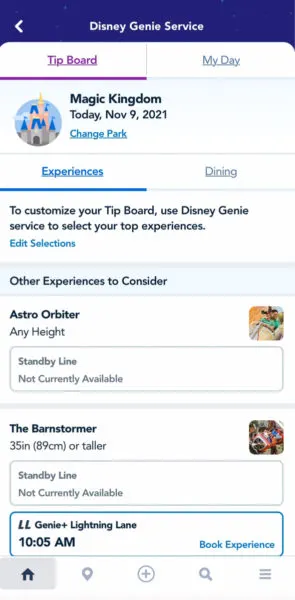 Disney Genie+ Tip Board
