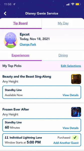 Disney Genie+ Reservations in 2 parks