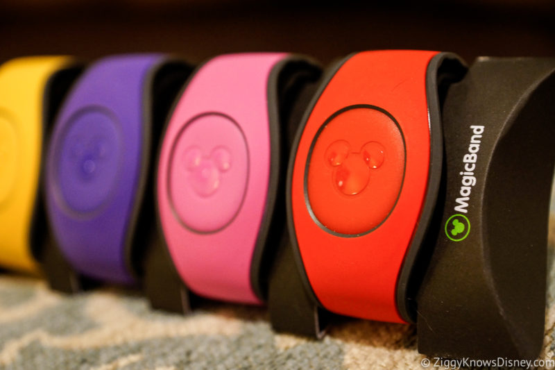 Row of MagicBands with different colors