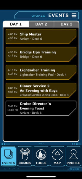 Event screen on Star Wars: Datapad