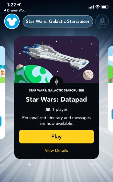 Star Wars: Galactic Starcruiser Datapad Play Disney Parks app