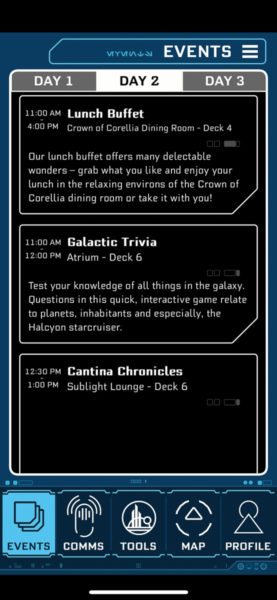 Star Wars: Galactic Starcruiser activities Galactic Trivia Cantina Chronicles