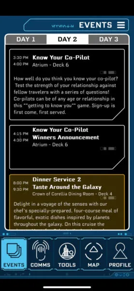 Star Wars: Galactic Starcruiser Events Day 2 Know your Co-Pilot