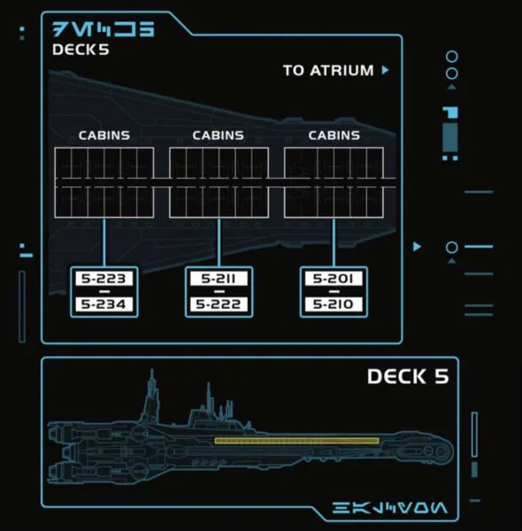 Star Wars: Galactic Starcruiser Map Deck 5 Cabins