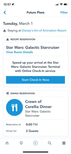 Plans for Star Wars: Galactic Starcruiser in My Disney Experience