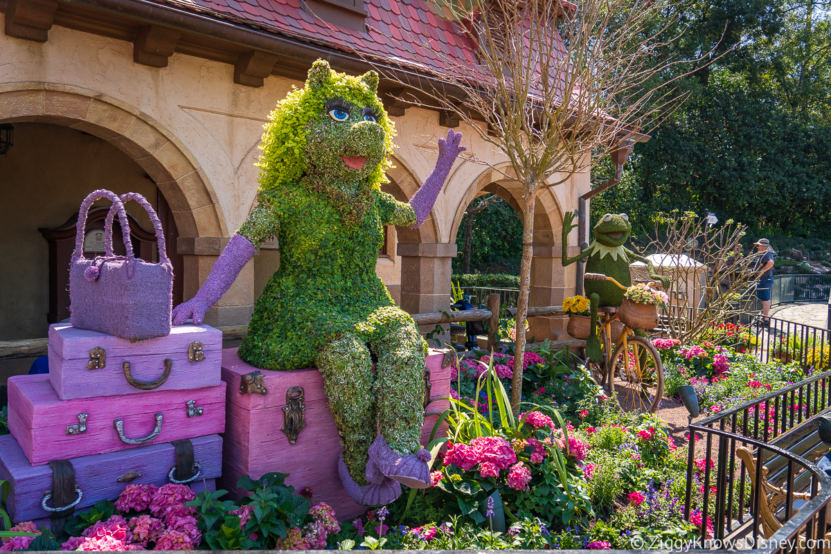 Kermit and Miss Piggy Topiaries 2022 EPCOT Flower and Garden Festival