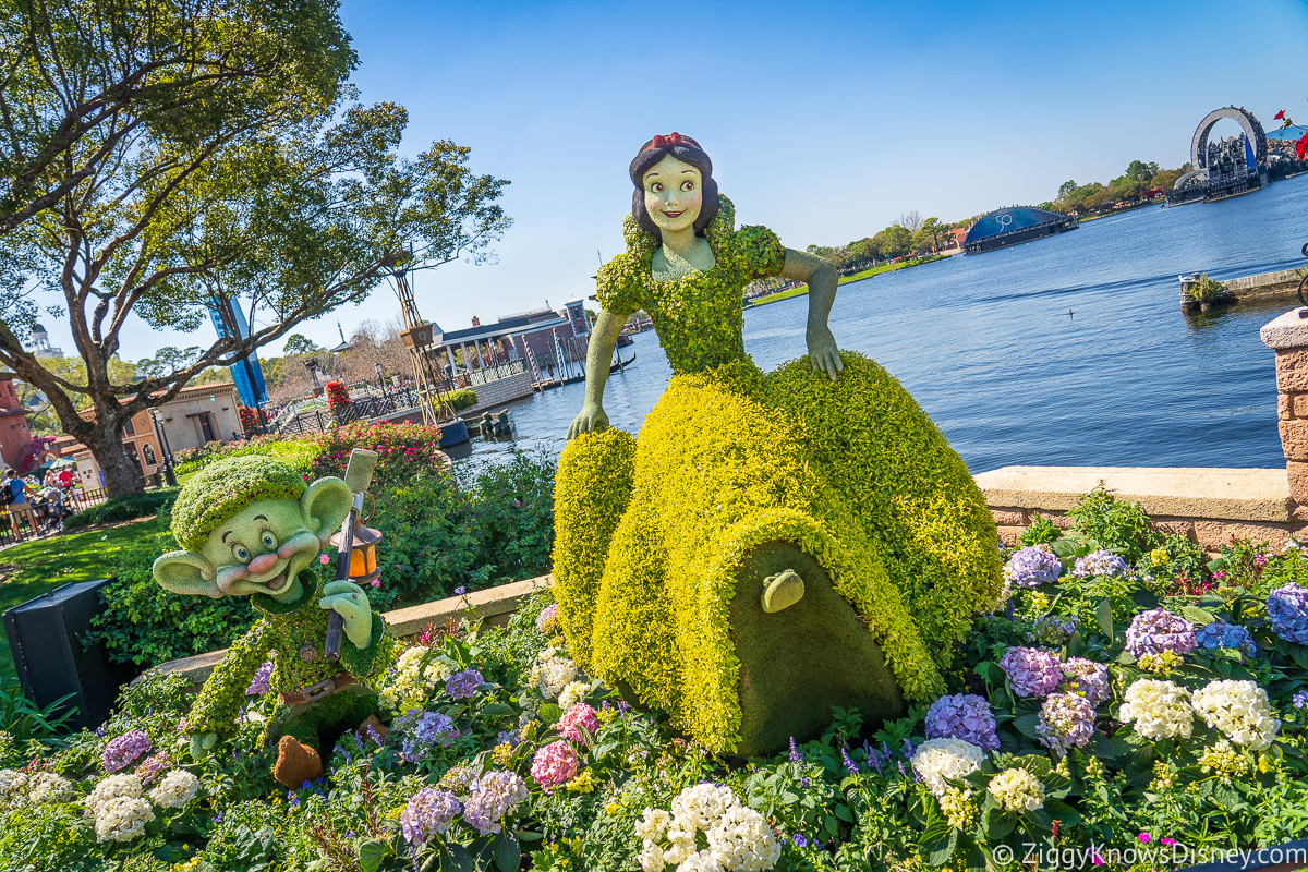 Snow White and Dopey Topiaries 2022 EPCOT Flower and Garden Festival