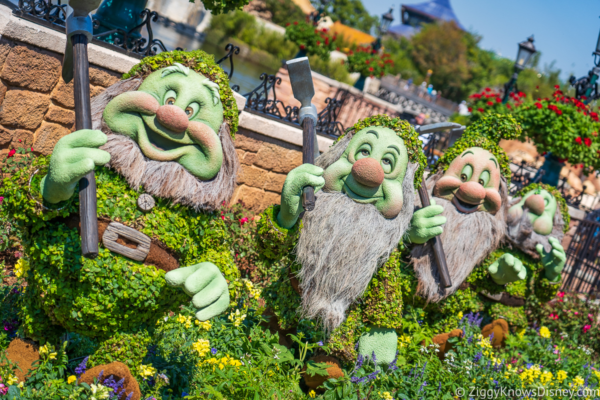 The Seven Dwarfs Topiaries 2022 EPCOT Flower and Garden Festival