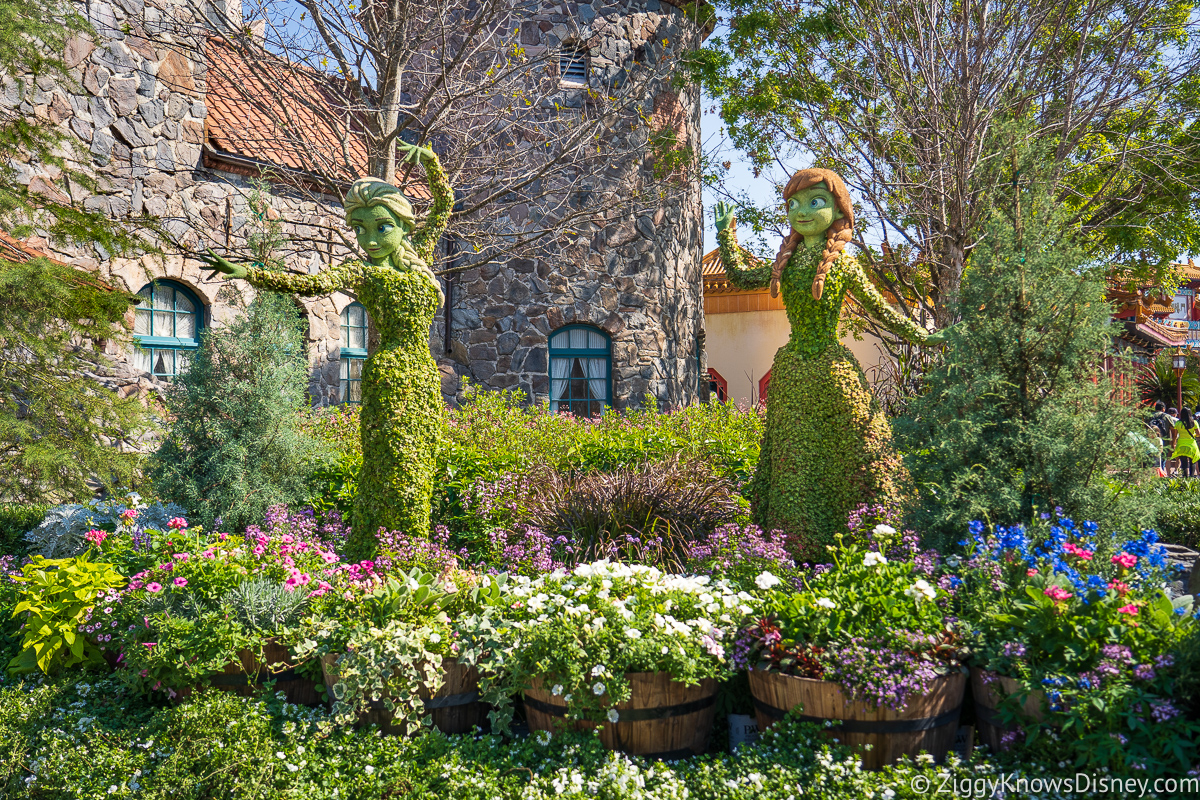Anna and Elsa Topiaries 2022 EPCOT Flower and Garden Festival