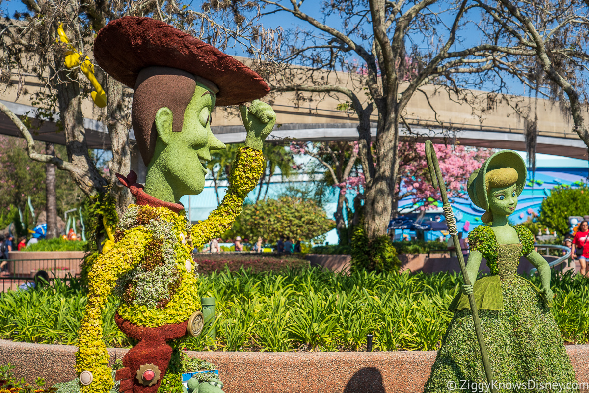 Woody and Bo Peep Topiaries 2022 EPCOT Flower and Garden Festival