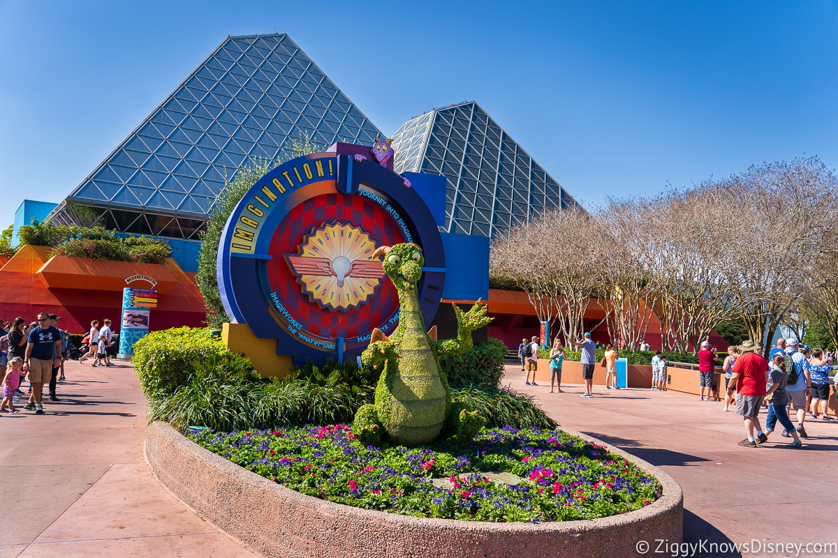 Figment Topiary in front of Journey Into Imagination 2022 EPCOT Flower and Garden Festival