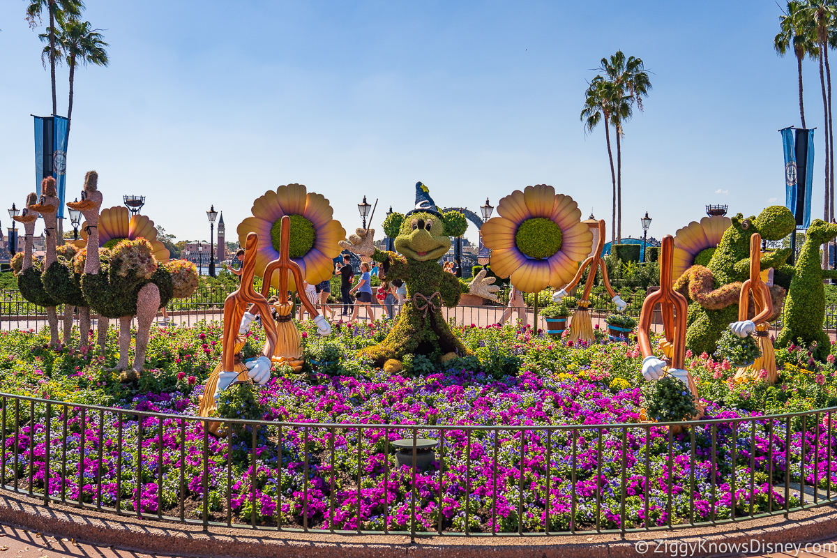 Sorcerer Mickey and Fantasia Topiaries 2022 EPCOT Flower and Garden Festival