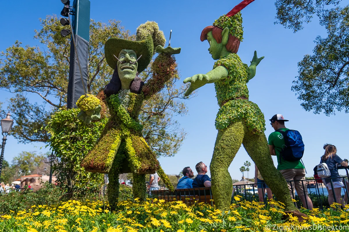 Peter Pan Captain Hook Topiaries 2022 EPCOT Flower and Garden Festival