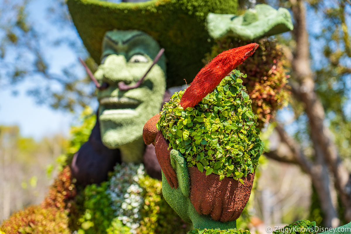 Peter Pan Captain Hook Topiaries 2022 EPCOT Flower and Garden Festival