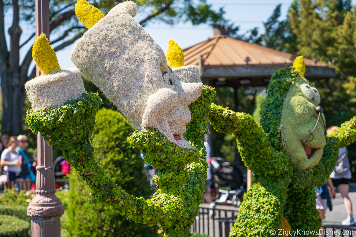 Lumiere and Cogsworth Topiaries 2022 EPCOT Flower and Garden Festival