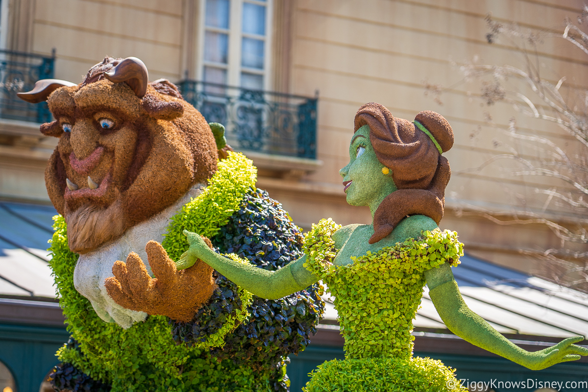 Belle and The Beast Topiaries 2022 EPCOT Flower and Garden Festival